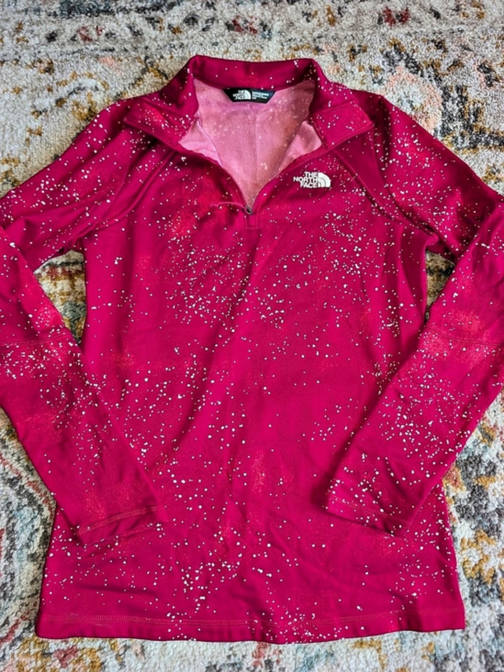 The North Face Women's S Printed TKA Attitude 1/4-Zip Fleece Pink Jacket Fleece